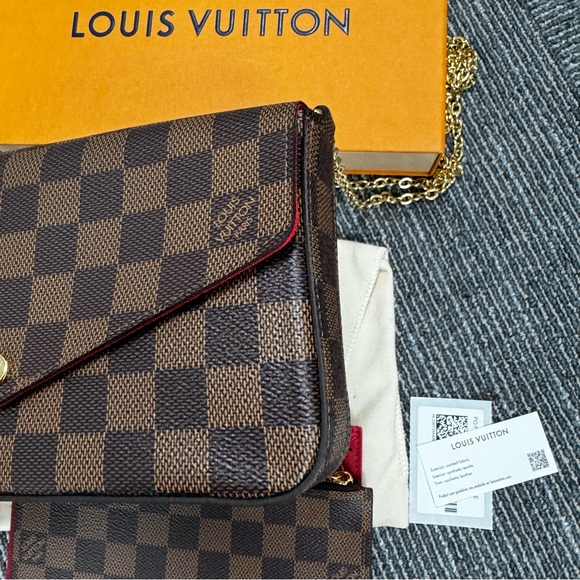 LOUIS VUITTON DAMIER EBENE FELICIE POCHETTE CLUTCH - Picture 16 of 16